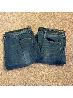 Lot of 2 Levi's 559 Relaxed Straight Leg Jeans Mens W46 L32 Blue Denim Stretch